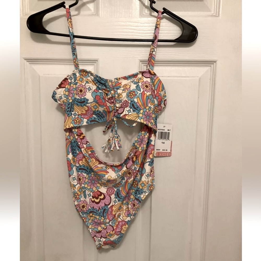 HOBIE Girls Cutout One-piece Swimsuit‎ Girl's sz 14 Multi NWT